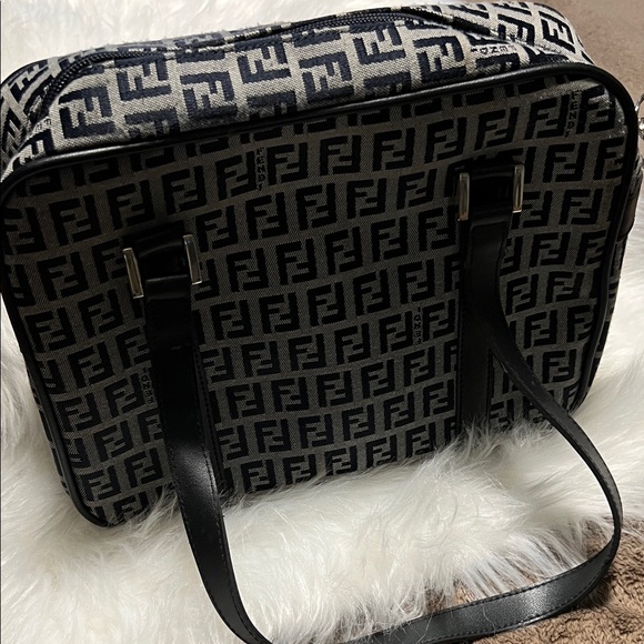NWOT. Black and Gray Monogram Handbag - Picture 2 of 6